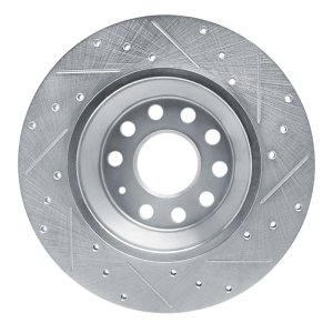 Audi Q3 Brake Rotor (1) - Rear Left - R1 Concepts - Drilled & Slotted - Silver - `16-`25